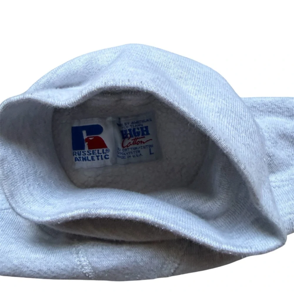 RARE VINTAGE MONTANA STATE UNIVERSITY Russell Athletic Gray HIGH Neck Sweatshirt - Picture 4 of 4